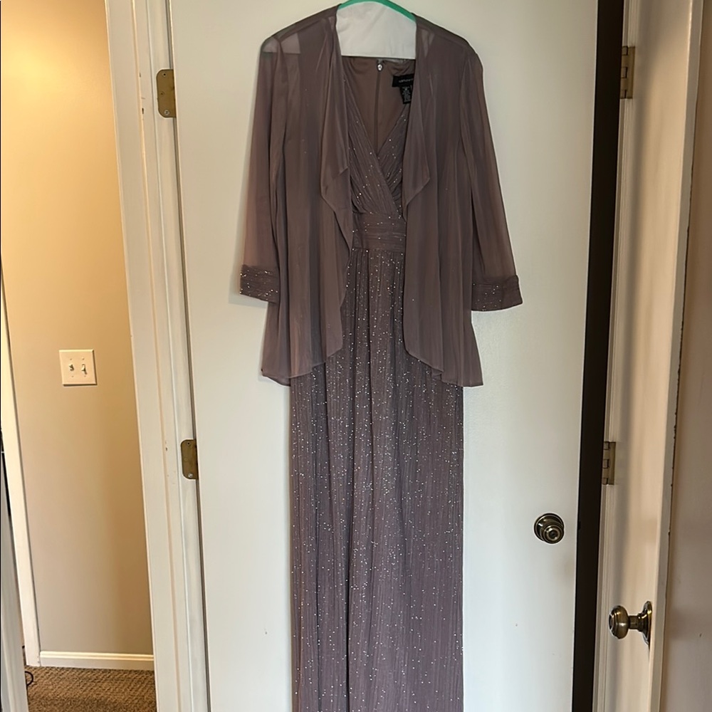 Adrianna Papell Purple and Silver Maxi Dress